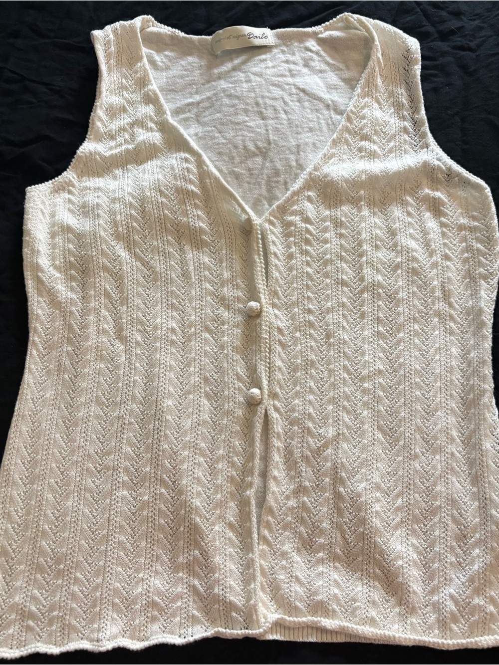 White Knit V-Neck Button Front Tank - Picture 2 of 6